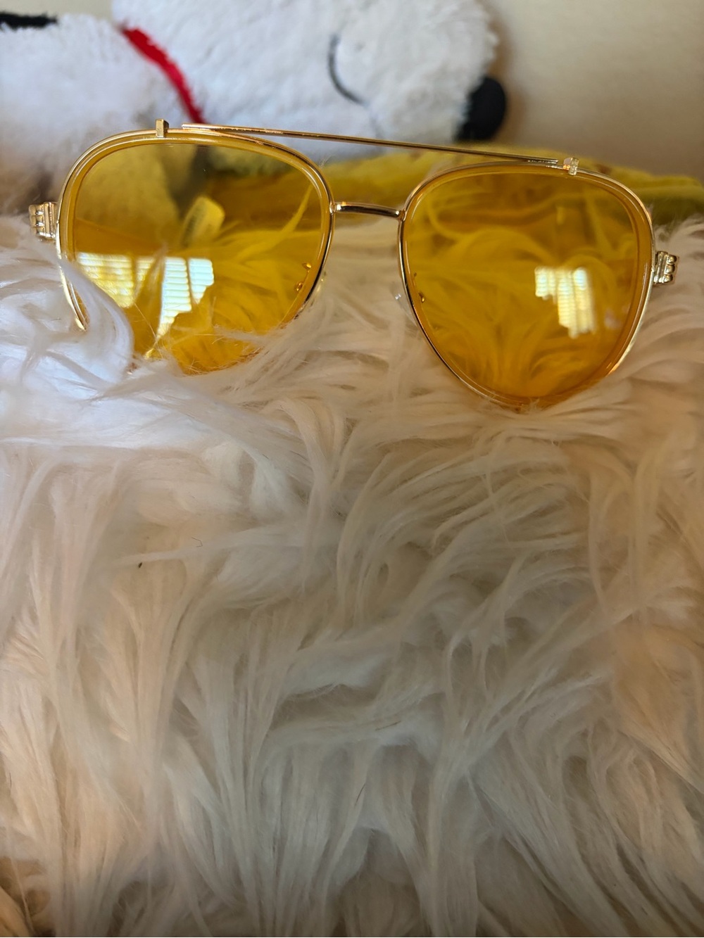 Free People Gold Frame Sunglasses with Yellow Lenses